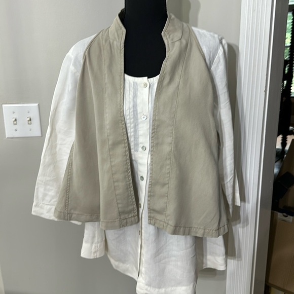 Free People vest lycocell and linen khaki color XS like new great year round - Picture 1 of 11